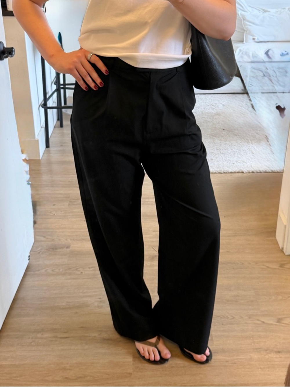 Djerf Avenue Wide-Leg Black Women's Pants M